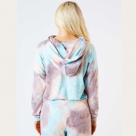 Hayley Tie Dye Hooded Lounge Cropped Top NEW - Picture 4 of 5